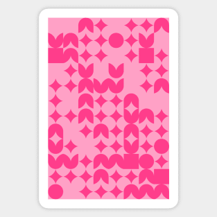 Girly Pinkish Geometric Pattern - Flowers & Stars #8 Sticker